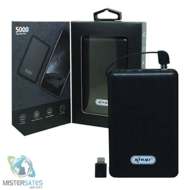 Bateria Power Bank Knup Kp-pb03 Resistente Preto 5000mah - COD 901