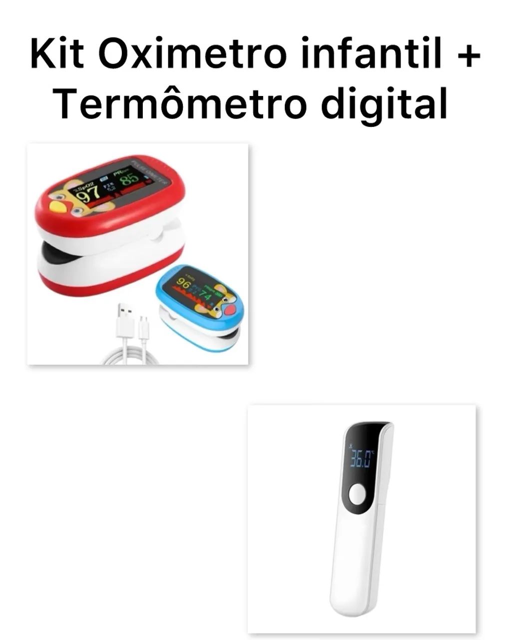 Oxímetro Infantil + Termômetro Digital - Novo