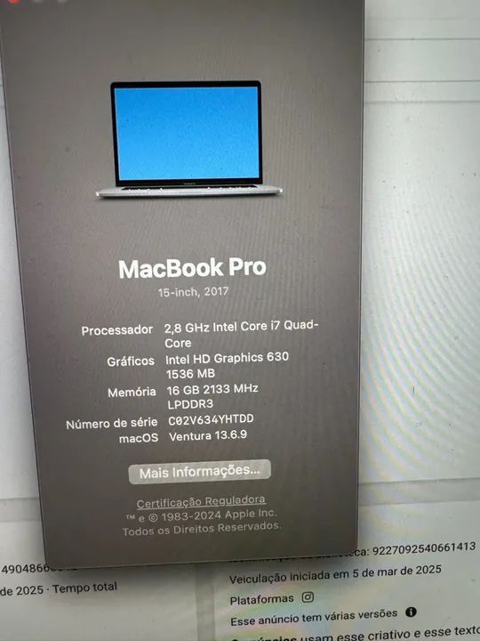 MacBook Pro i7 com Touch Bar (1TB SSD + 16 GB RAM) - Foto 4