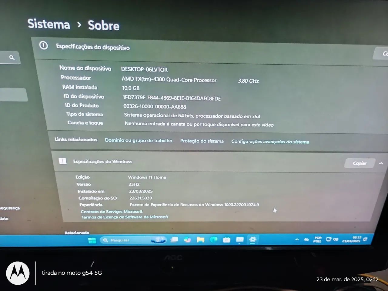 Computador Completo AMD FX(tm)-4300 Quad-Core