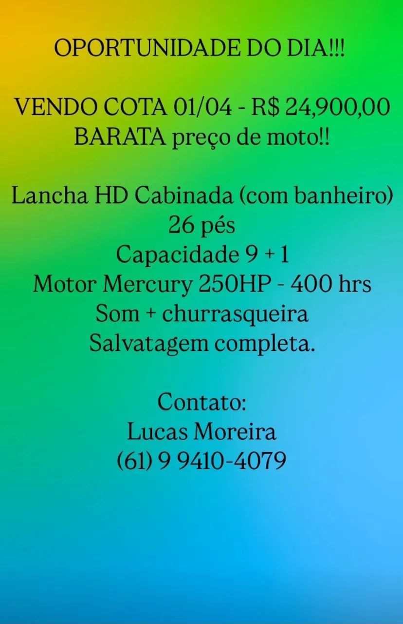 Lancha HD - 26 pés - Cabinada com banheiro
