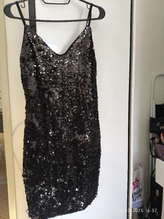 Vestido de Sequined Preto
