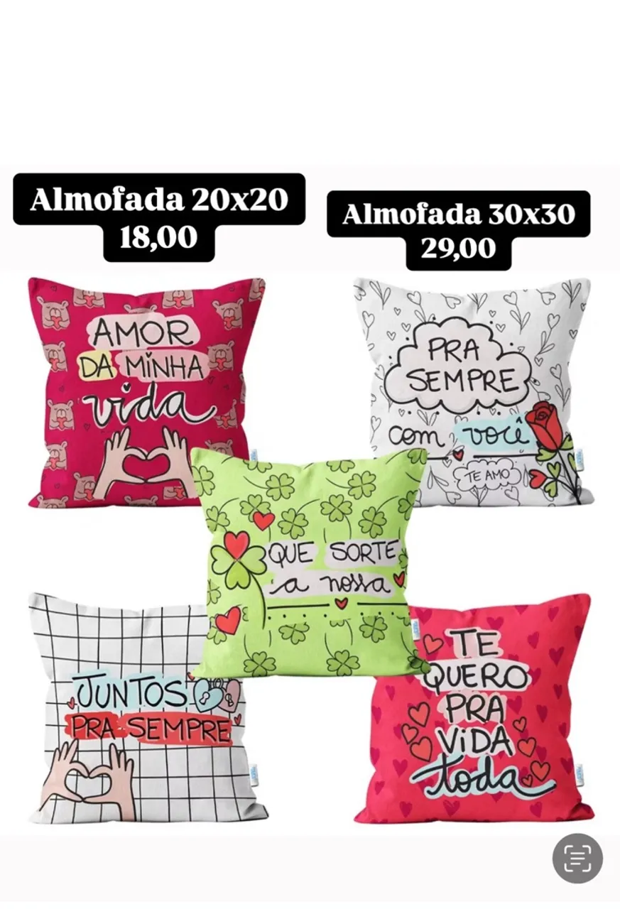 Almofadas Decorativas Românticas - 20x20 e 30x30