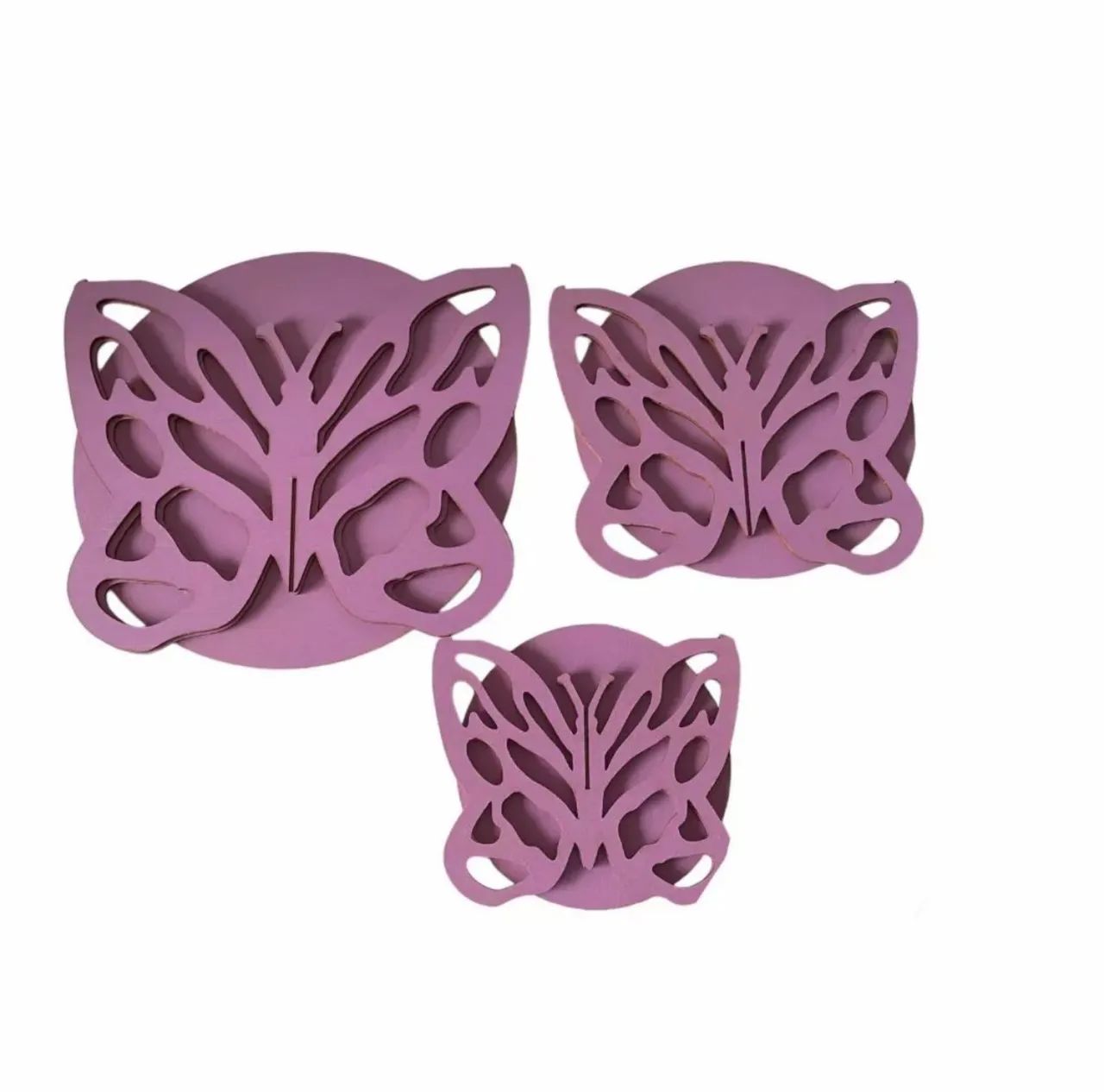 Trio boleira borboleta MDF na cor lilás  - Foto 2