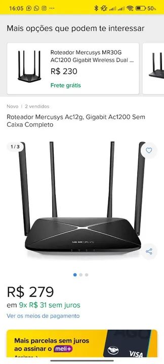 Roteador Mercusys AC1200 1200 Mbps - 4 Antenas 4 Portas - Foto 3