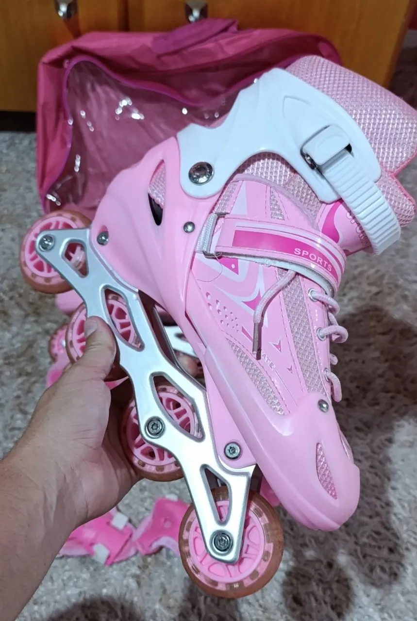 Patins Rosa Infantil - Tamanho 34 ao 40