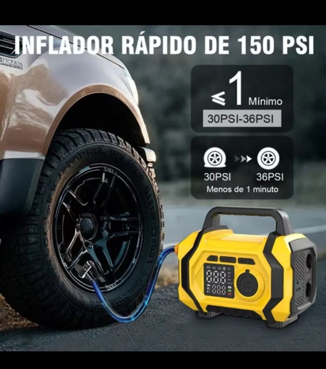 Auxiliar Partida Bateria Compressor Ar Emergência Portátil Com Soprador Com Compressor . - Foto 2