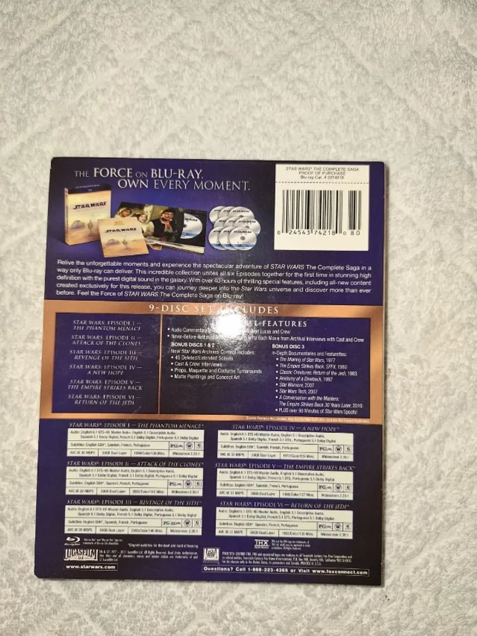 Box Star Wars: A Saga Completa em Bluray, 9 discosBlu-ray é uma