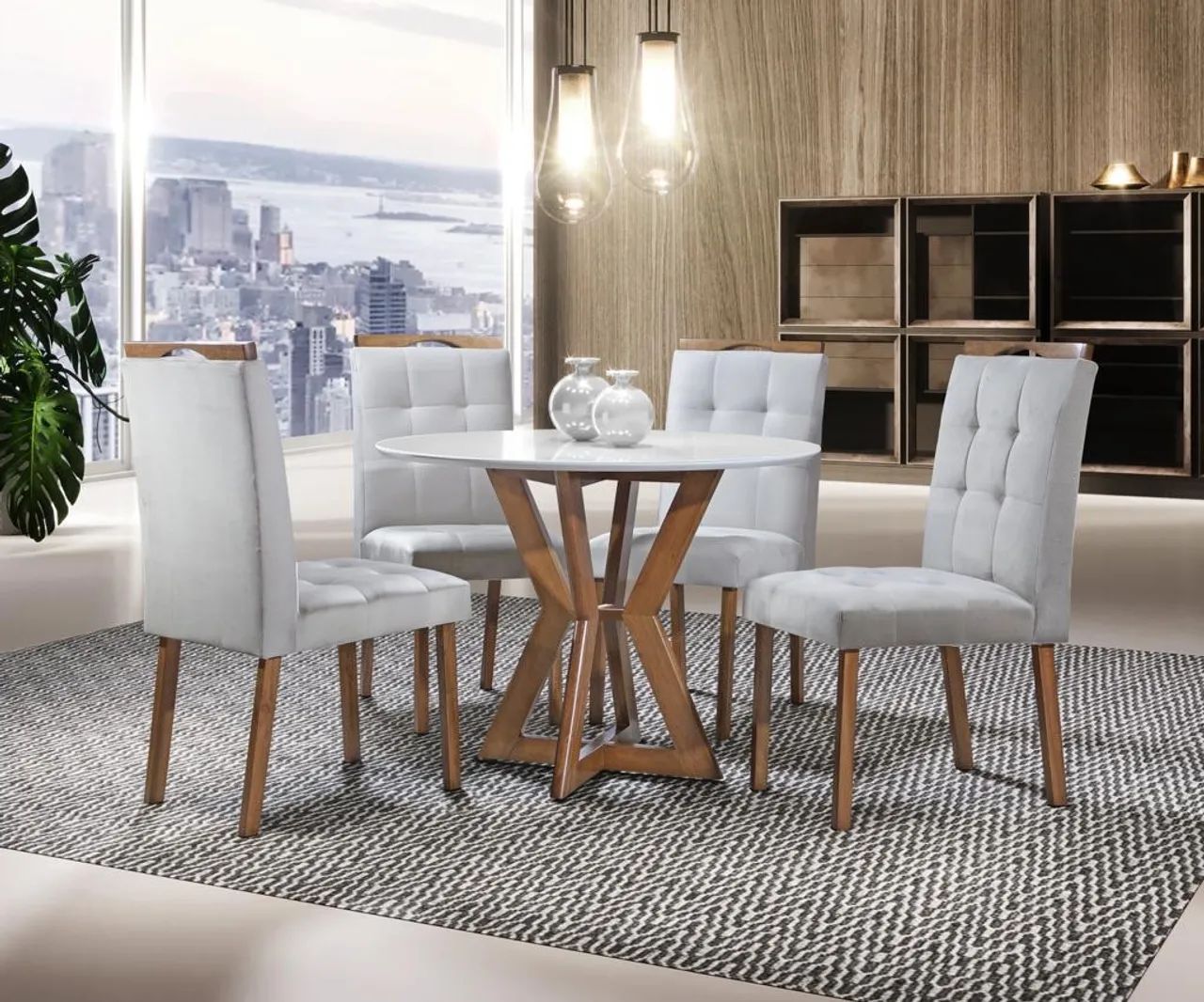 Mesa de Jantar Redonda 4 Cadeiras Ibiza p65