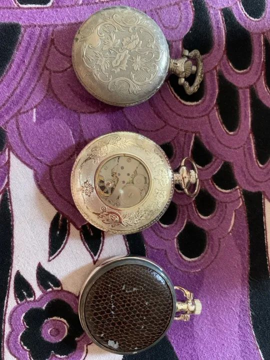 03 Relógios de bolso, dois corda e um bateria - Foto 2