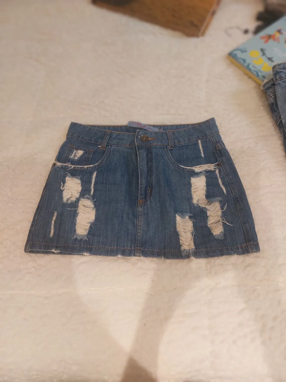 Saia Jeans Destroyed Feminina