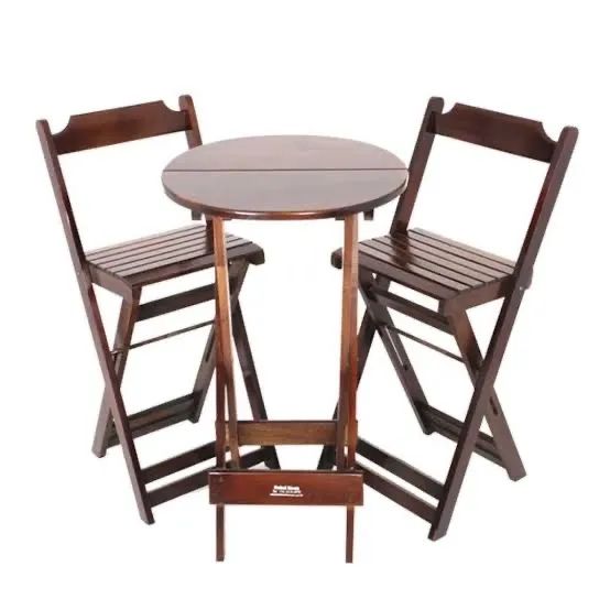 Conjunto Mesa Dobrável com 2 Cadeiras - Madeira Maciça