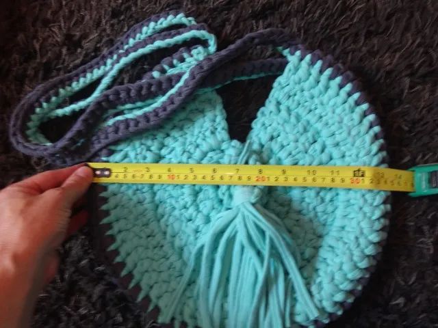 Bolsa Com Alça - Crochê Fio De Malha - Grande - Artesanal Azul-celeste - Foto 3