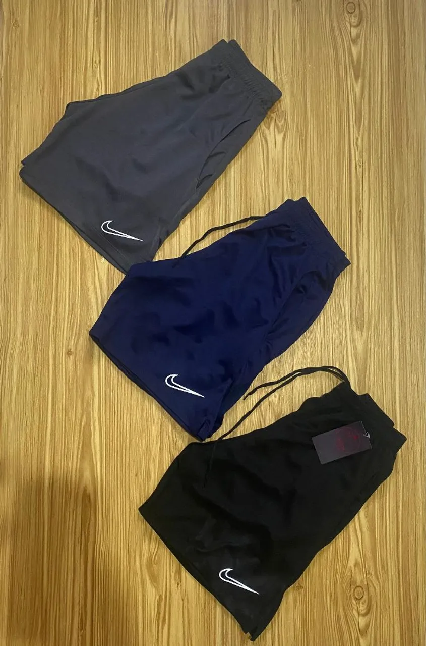 Kit 3 Shorts infantil 7-8 anos - Preta, Azul e Cinza