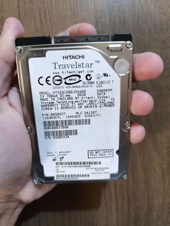 HD 80 GB Notbook,PC,Gravador DVR 100%