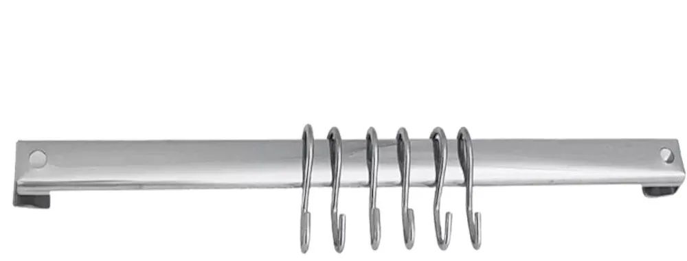 Suporte Em Barra 40cm Com 6 Ganchos Aço Inox Brinox