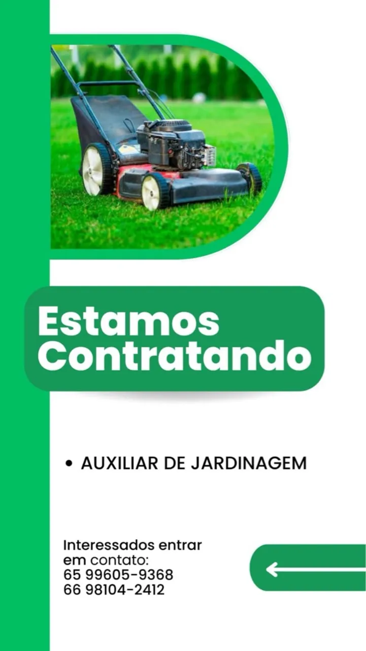 Estamos contratando auxiliar de jardinagem 