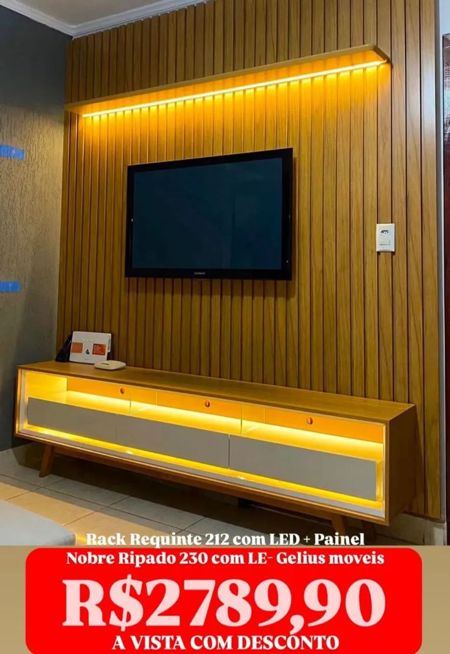 Painel Ripado Nobre + Painel Nobre 85"64169308827905123