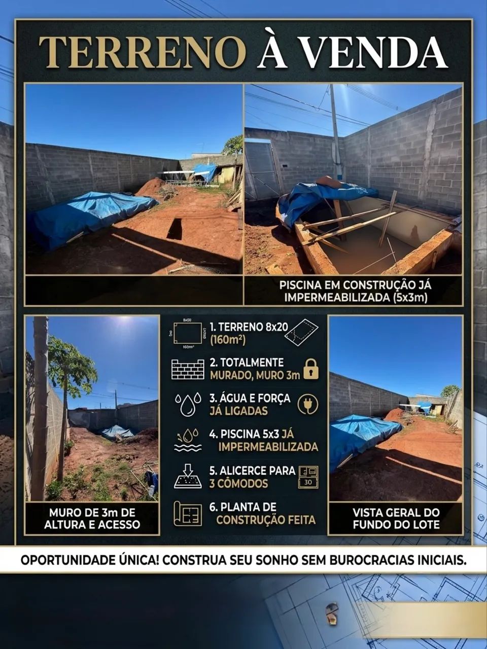 OPORTUNIDADE TERRENO MURADO C/ PISCINA  - Foto 2