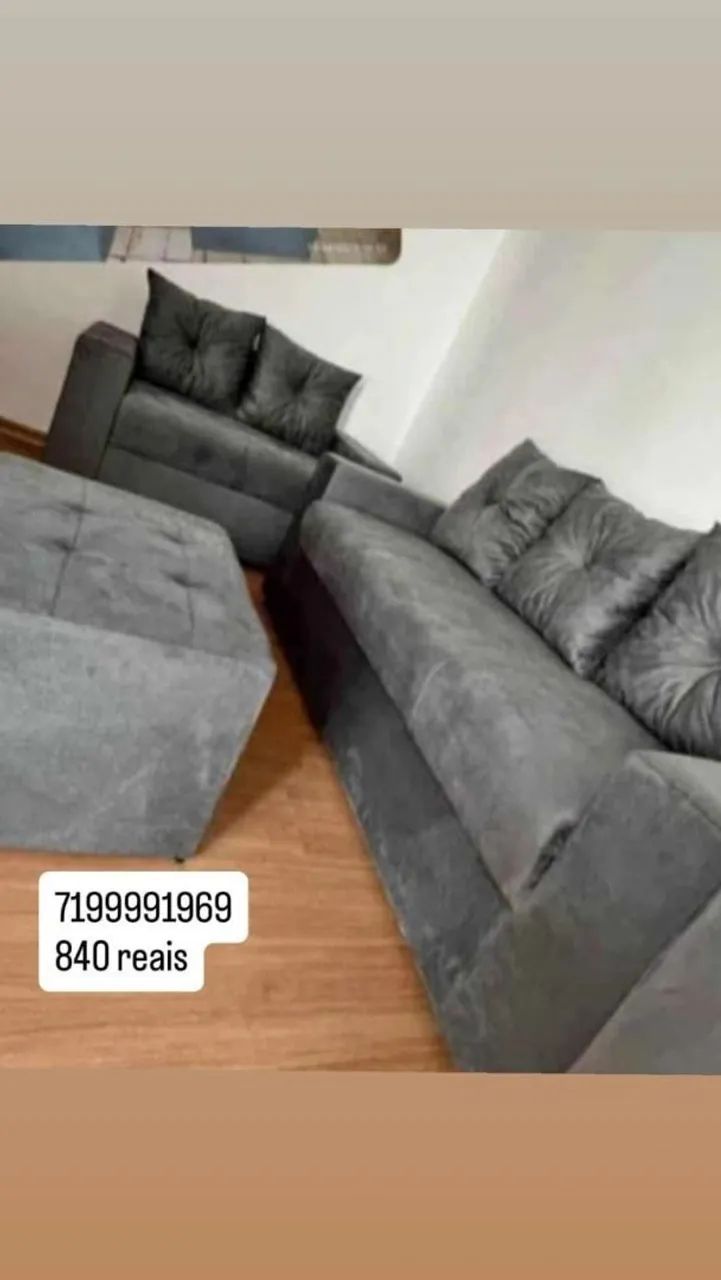 Conjunto 3 e 2 lugar com almofadas e pulf centro cores diversas 840 reais - Foto 2
