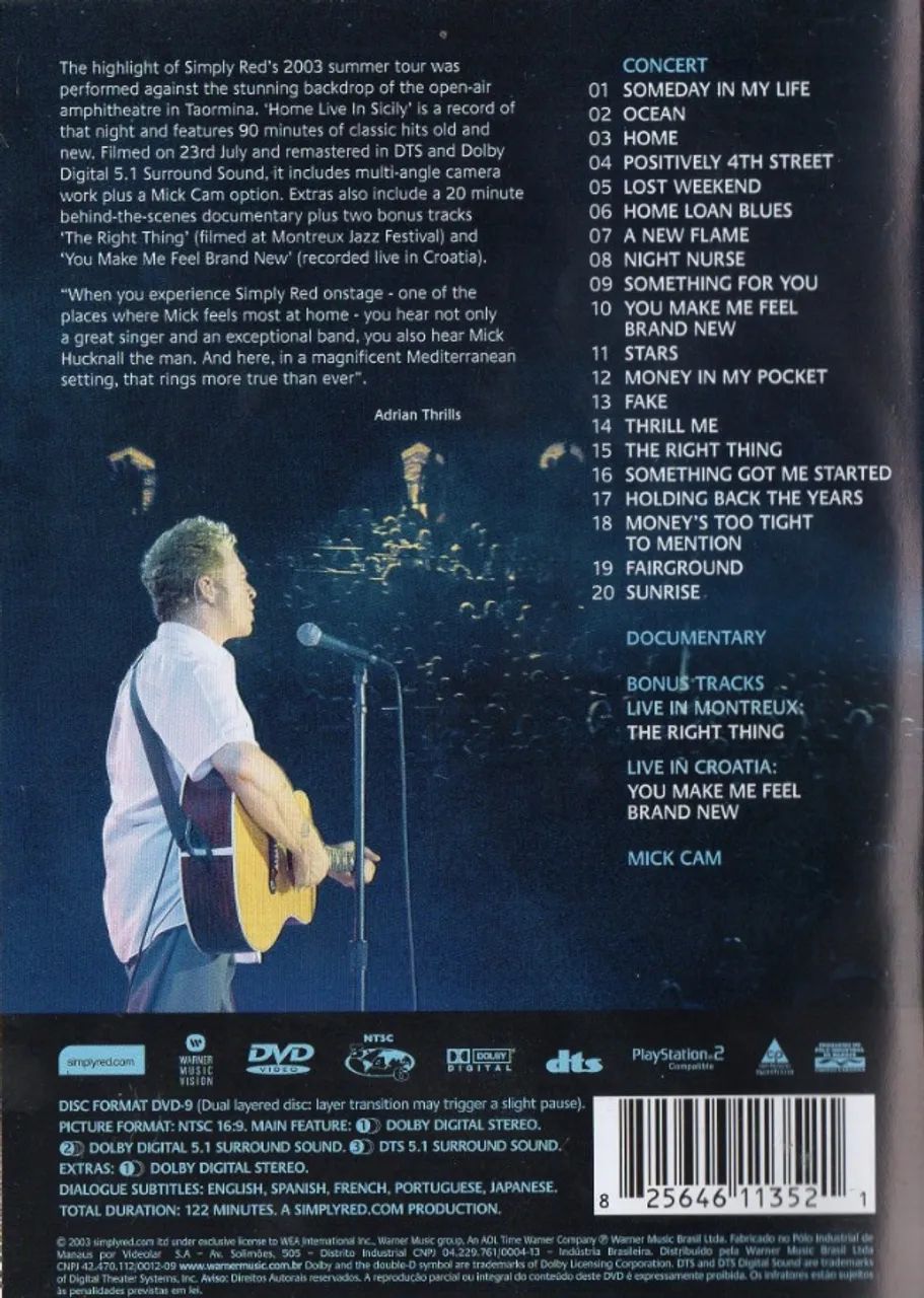 Dvd Simply Red - Home Live In Sicily - Foto 2