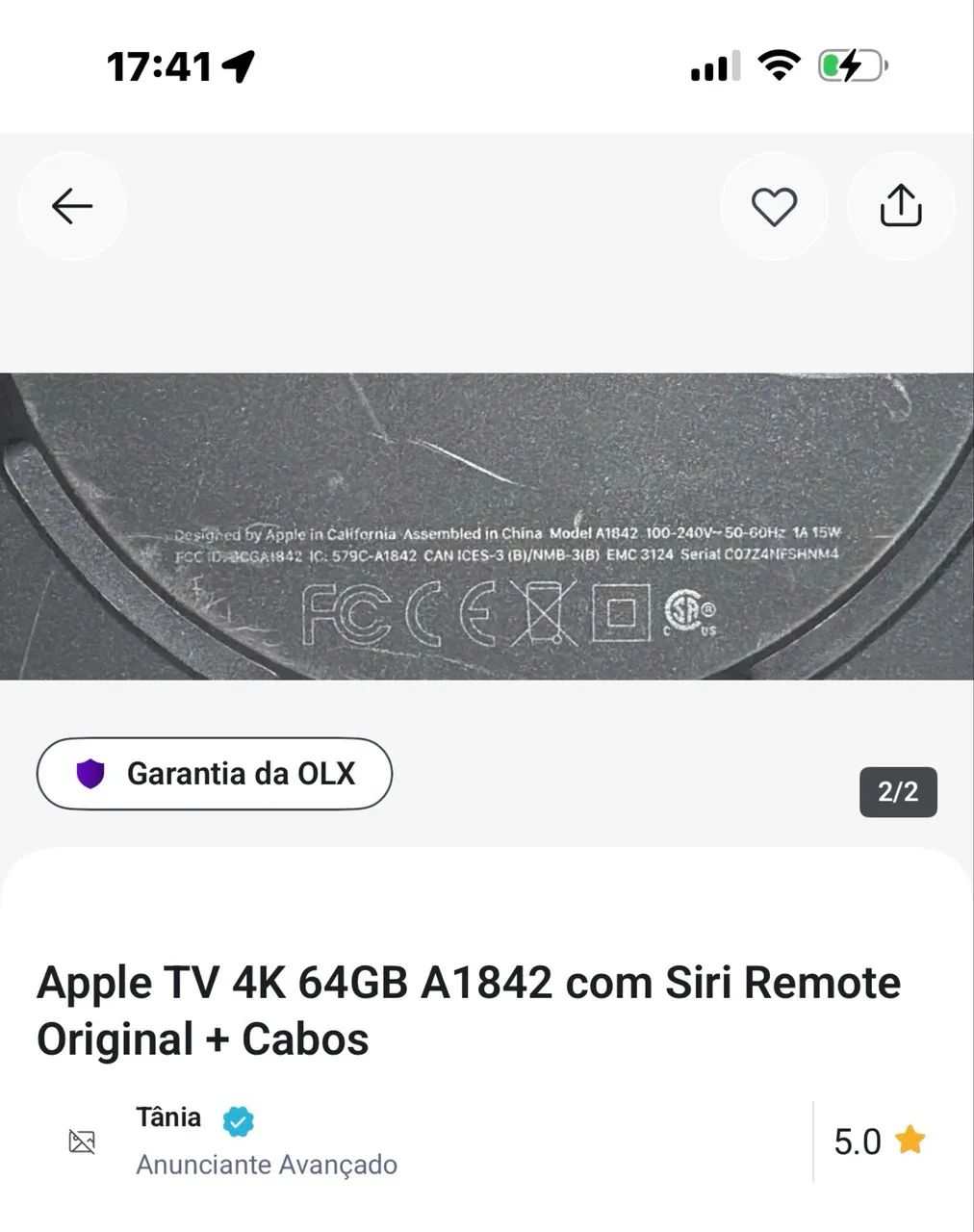 Apple TV 4K 1ª GERAÇÃO  64 GB - Foto 2