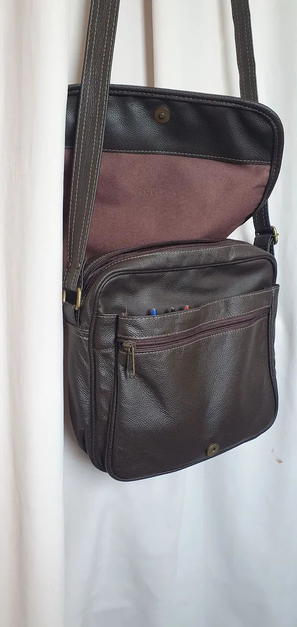 Bolsa transversal couro legítimo masculina  - Foto 3