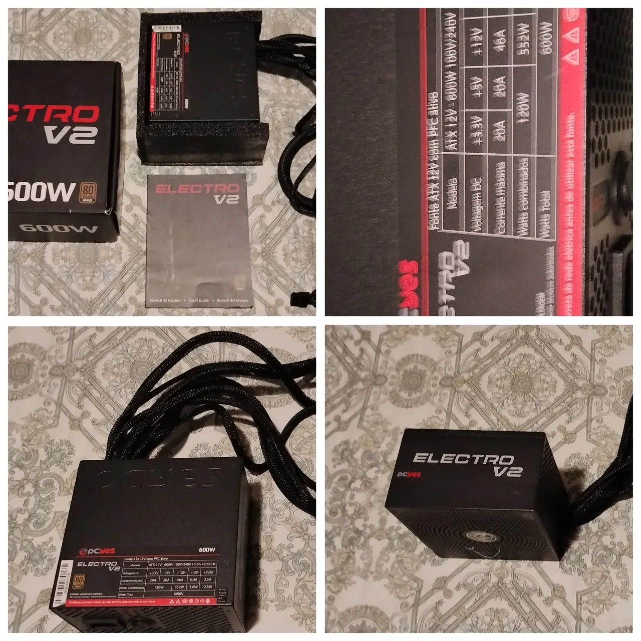 Fonte PCYES Electro V2 600W Real 80 Plus