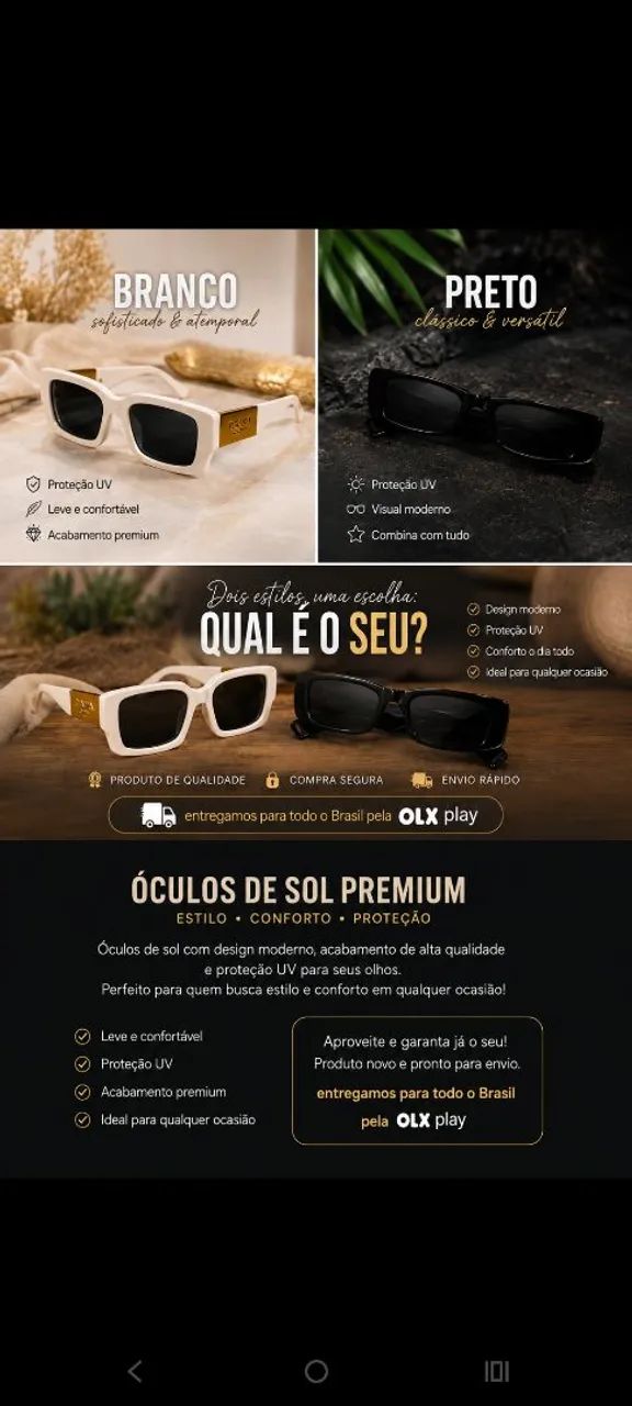 Óculos de Sol Estilo Retrô Premium - Proteção UV | Branco ou Preto