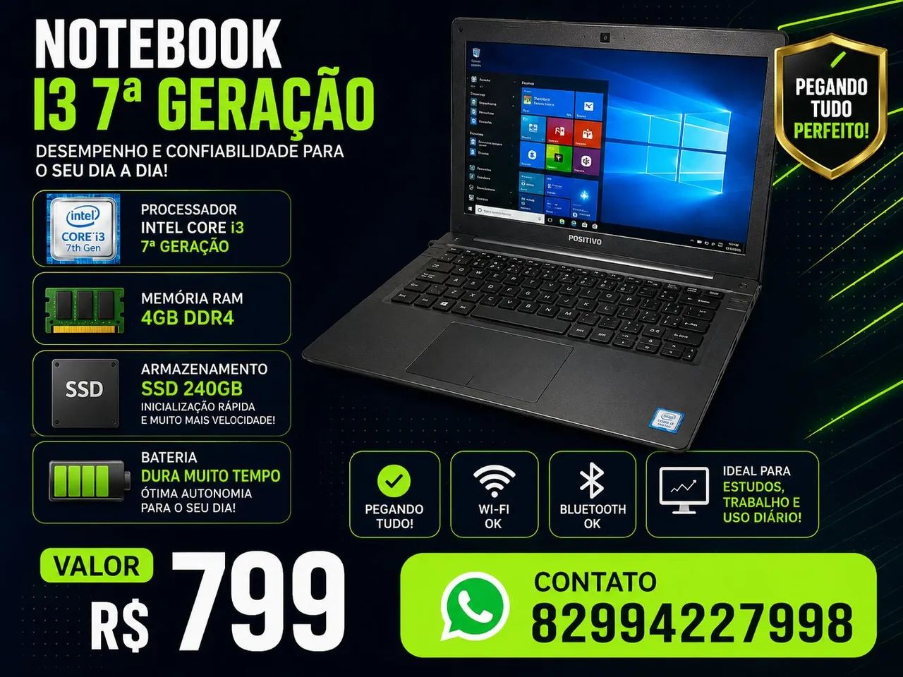 Notebook i3 7 geração ddr4 