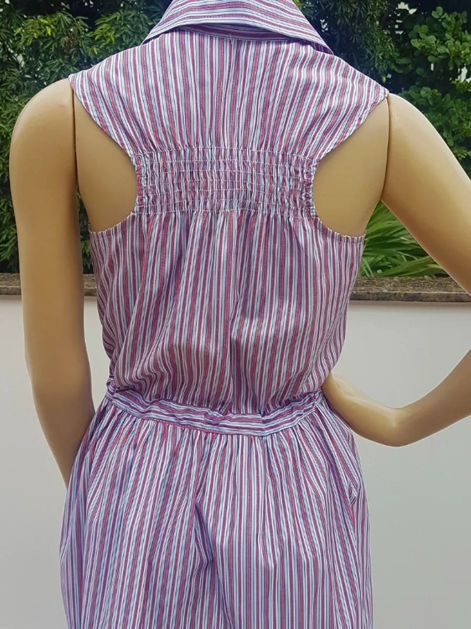 Vestido Listra Vermelho/azul 100% Algodão - Foto 4