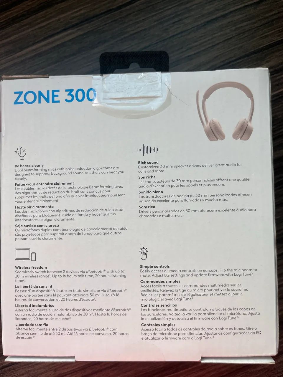 Headset Sem Fio Logitech Zone 300 - Rosa - Foto 3