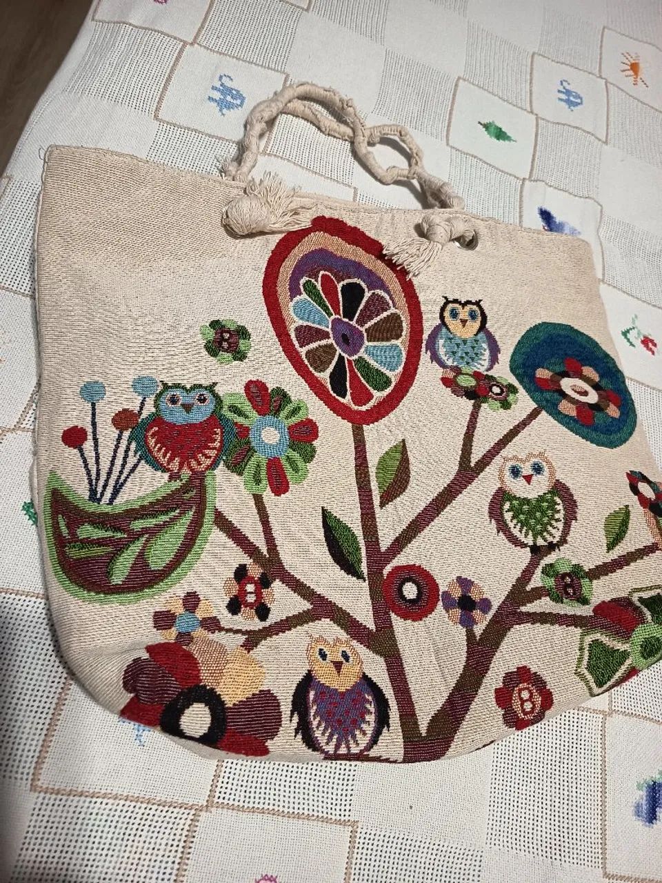 Bolsa coruja bordada 44x40cm - Foto 2