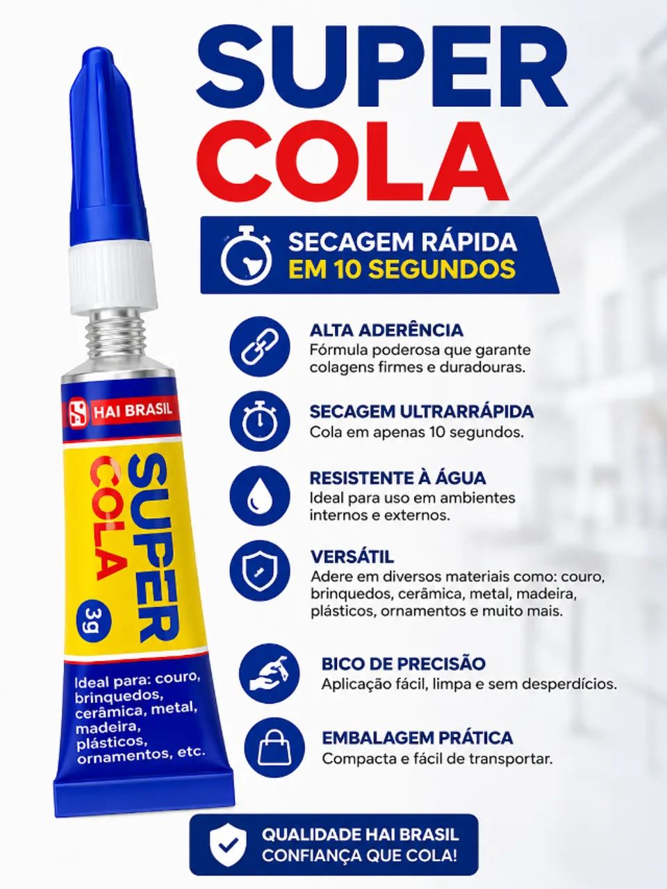 Super Cola Instantânea 3g HAI BRASIL - Kit com 2 Unidades - Foto 2