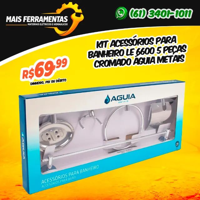 Kit Acessórios para Banheiro LE 6600 5 Peças Cromado Águia Metais