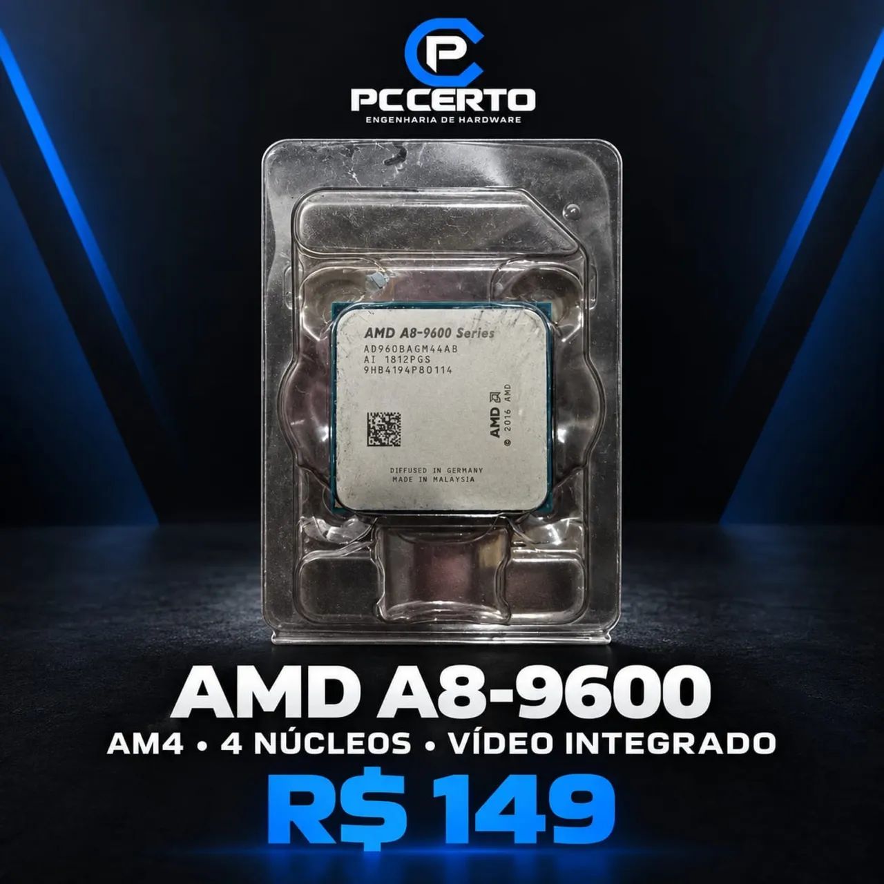 Processador AMD A8-9600 AM4 (4 Núcleos com Vídeo Integrado Radeon R7)