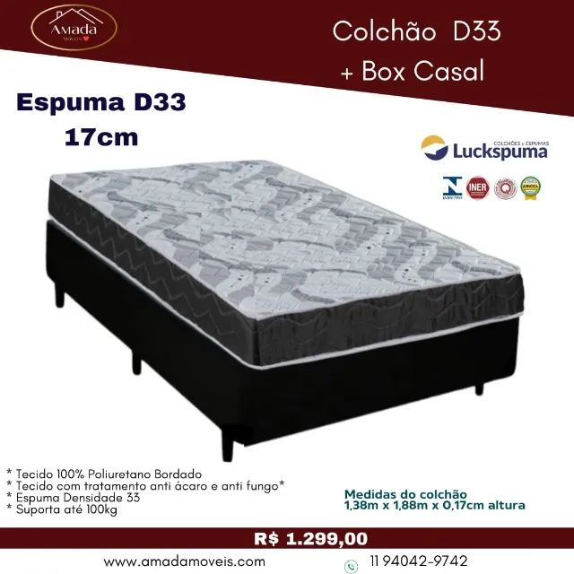 Colchão D33 + Box casal, a pronta entrega 