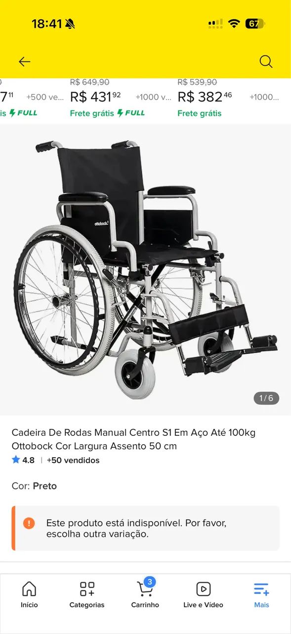 CADEIRA DE RODAS NUNCA USADA 