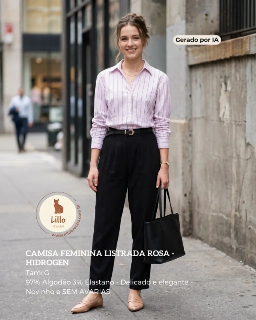 Camisa Feminina Listrada Rosa - Hidrogen