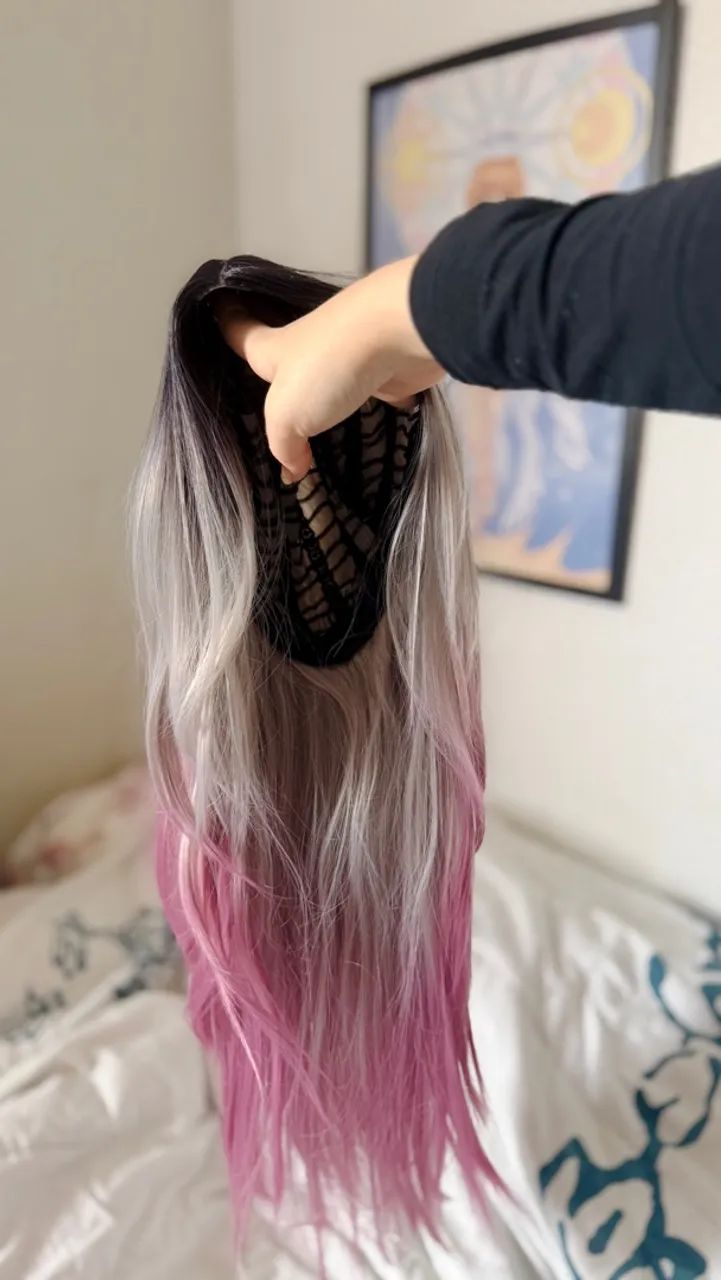 Peruca Lace Wig ombre hair rosa - Foto 2