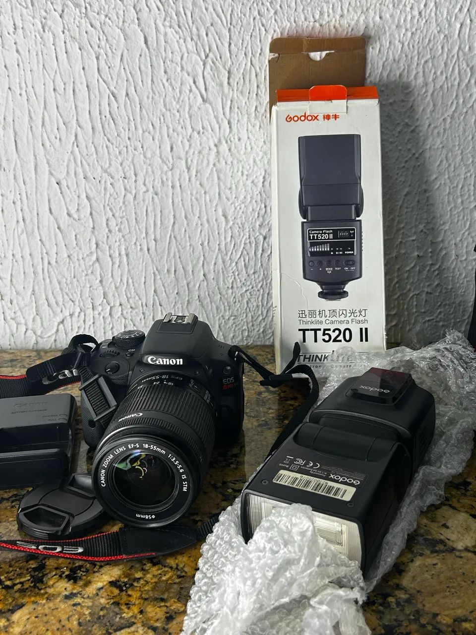 Canon SL1 (100D) + Lente + Flash Godox | Kit Completo