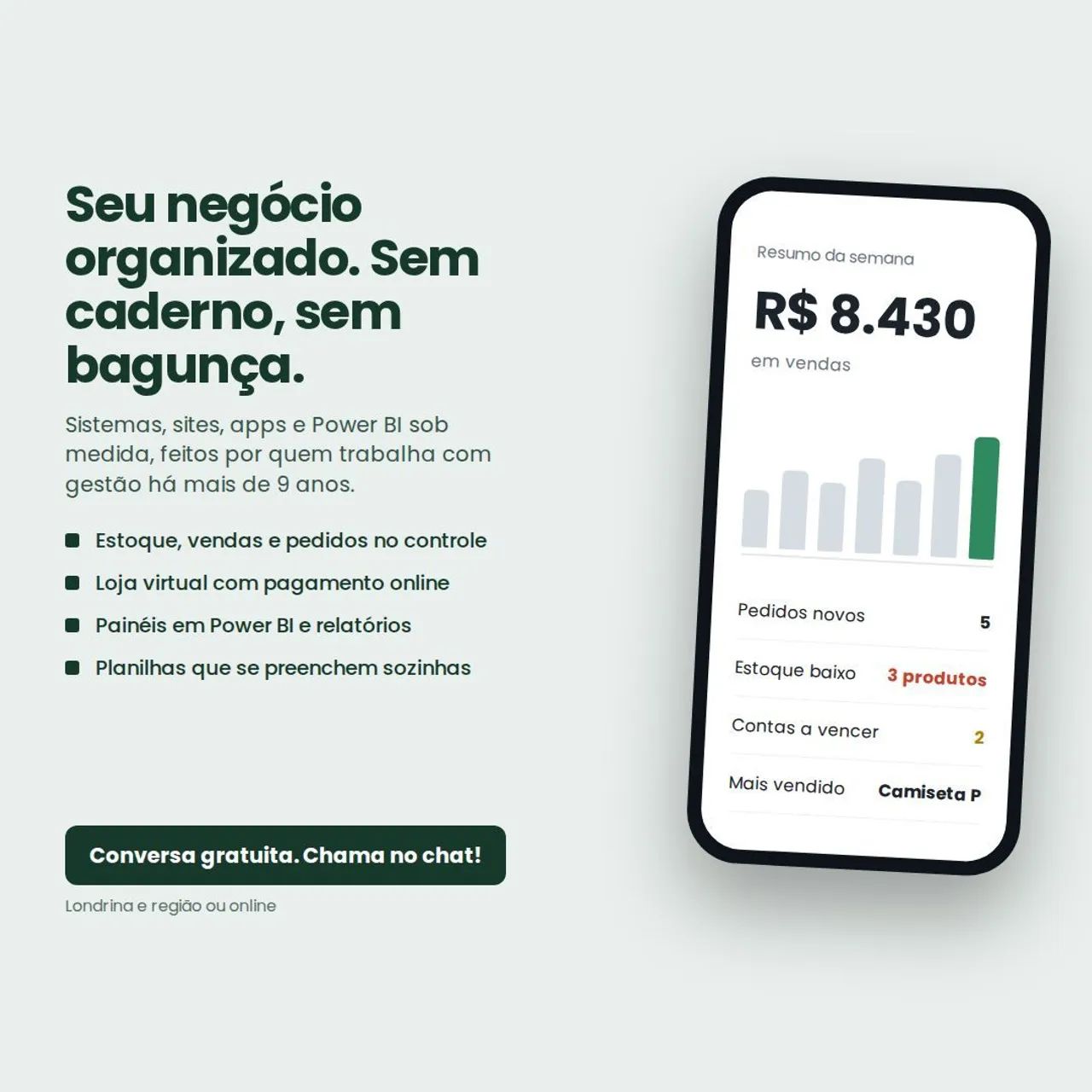Sistema de controle, site e app sob medida