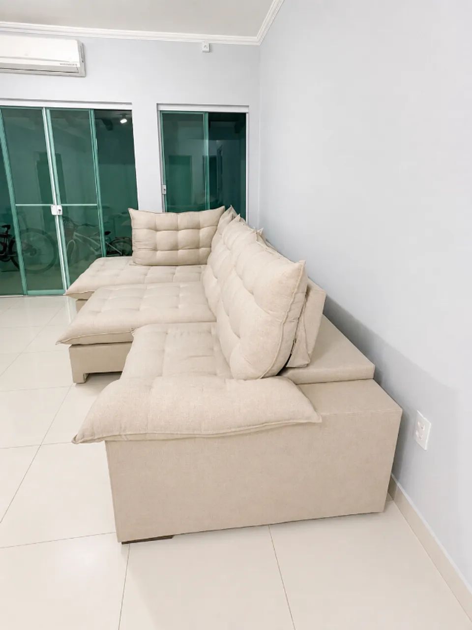Sofá conquista inovar retrátil e reclinável com chaise grande - Foto 3