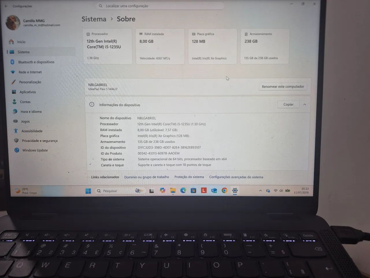 Vendo nootbook ideapad flex 5