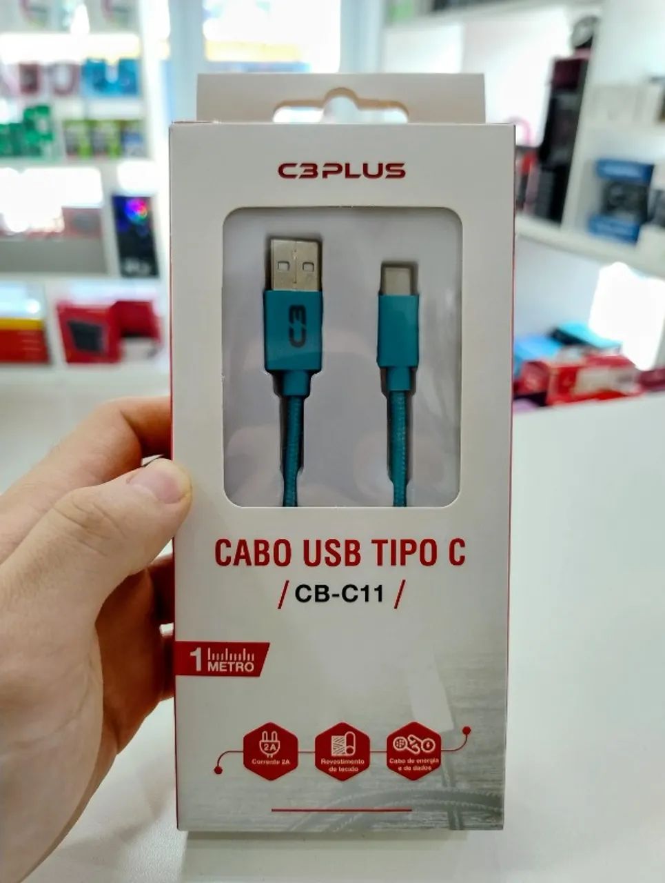Cabo USB para USB-C C3Tech CB-C11BL 1m 2A