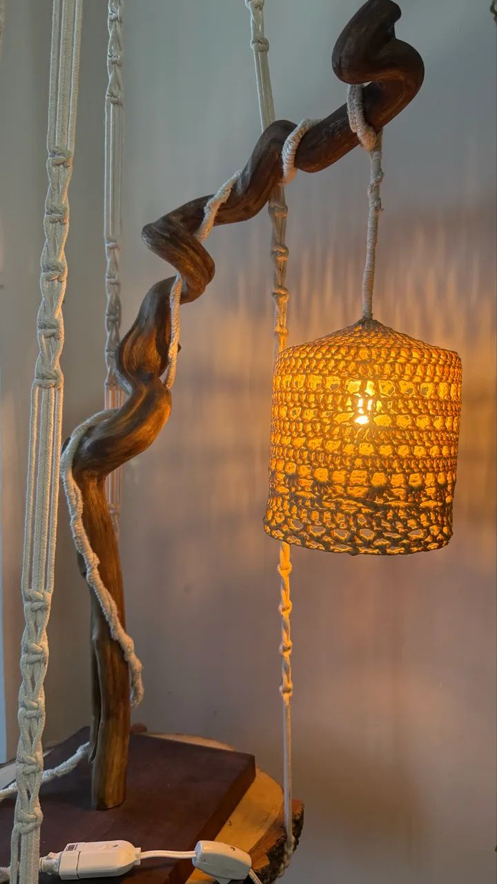 Luminária boho com suporte orgânico  - Foto 2