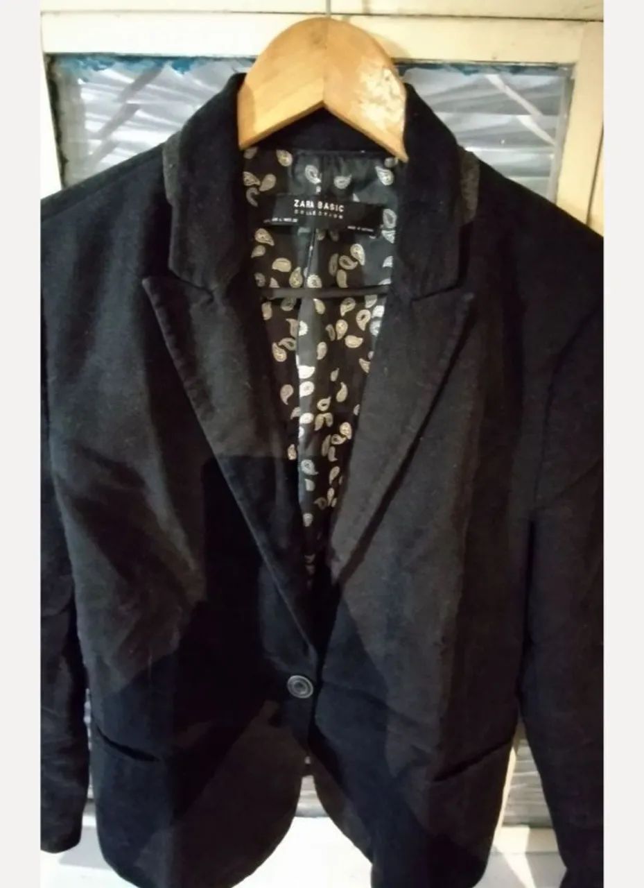 blazer preto aveludado feminino zara basic - Foto 3