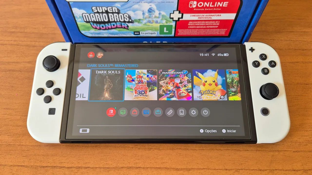 Nintendo Switch Oled desbloqueado + Caixa + Sd 128Gb - Foto 2