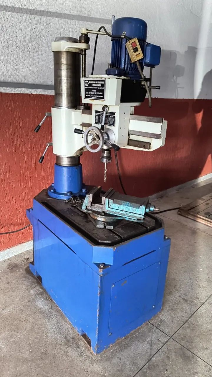 Furadeira Radial Fresadora Mesa 500x600 + Morsa + Estojo de Pinças