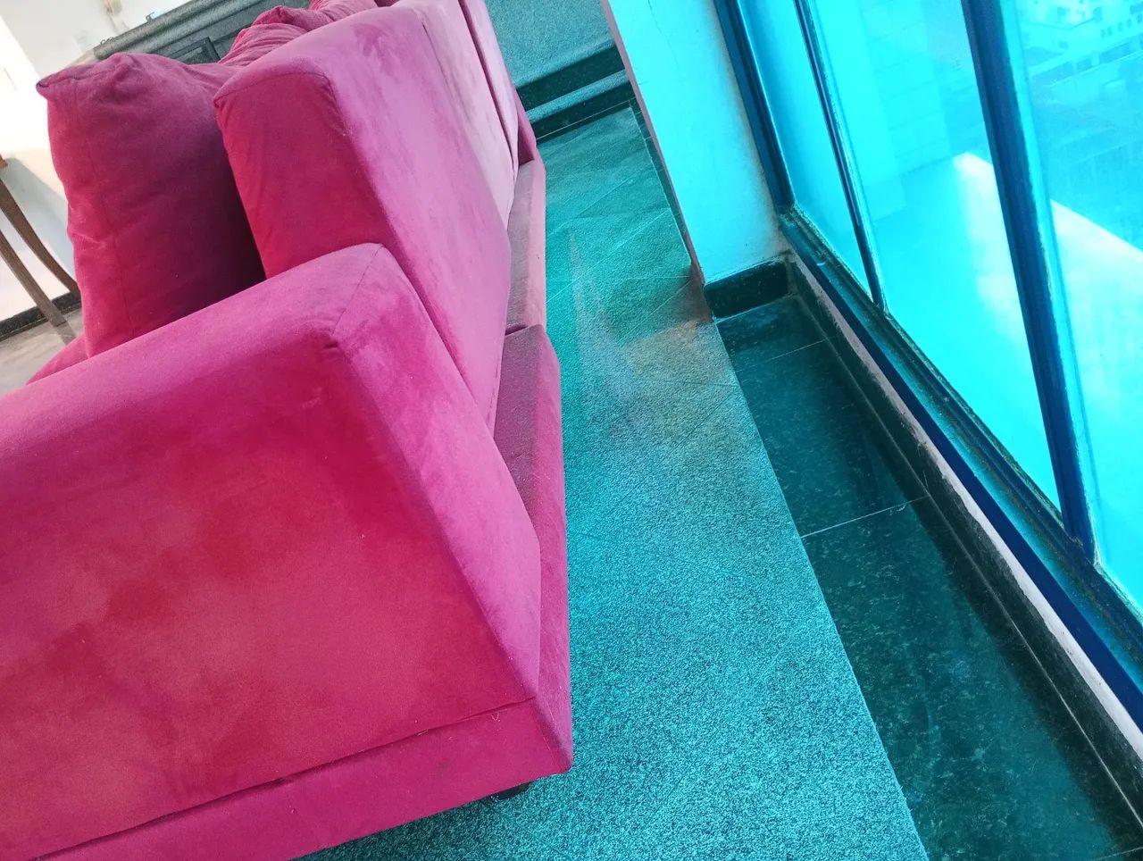Sofá de Canto em L com Chaise - 3 Lugares Vermelho - Foto 3